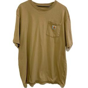 Carhartt T-Shirt Men’s Large Tall Khaki Short Sleeve Loose Fit.